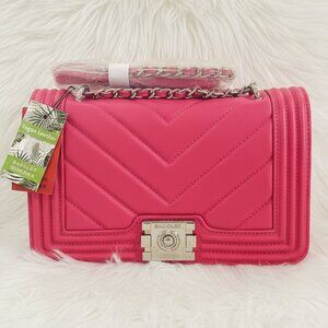 Quilted Pink Chain Strap Crossbody Bag